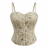 Designer Readymade Corset on Tissue with Mirror & Zari Work Fabric