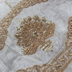 DYEABLE Crepe Fabric with Sequin, Cutdana and Zari work Border