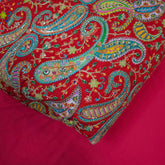 Bright Red Crepe Base Fabric with Multicolor Embroidery & Zari, Sequin work