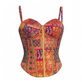 Designer Readymade Corset on Multi-color Brocade Fabric