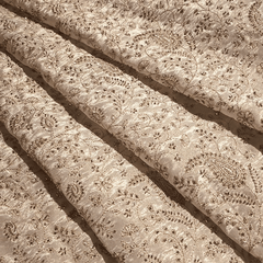 Gold Embroidered Dyeable Tissue Fabric with Gemetric & Floral Cutdana & Zari work