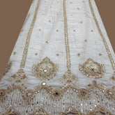 DYEABLE Crepe Fabric with Cutdana, Bead work Border & Mirror Highlights