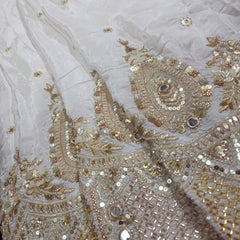 DYEABLE Crepe Fabric with Sequin, Cutdana and Zari work with Water Drop Shape Border