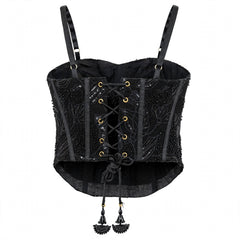 Designer Readymade Corset on Black Bead Work Embroidered Georgette Fabric
