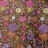 Multi-color Floral Resham work on Brown Soft Organza with Sequin Highlights