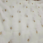Silver Sequin on Dyeable Georgette Fabric with Circular Floral Motif