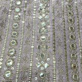 Lilac Embroidered Tissue Fabric with Mirror, Sequin, Zari work
