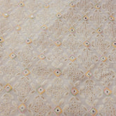 Pastel Color Embroidered Off-White Dyeable Georgette Fabric in Geometric & Floral Pattern with Mirror Highlights