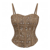 Designer Readymade Corset on Net Based Mirror Work Fabric
