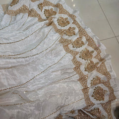 DYEABLE Crepe Fabric with Sequin, Cutdana and Zari work Border