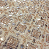 Dyeable Shimmer Tissue Fabric with Geometric Mirror, Sequin & Cutdana Work