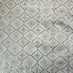 Sheesh-Aura Dyeable Georgette Fabric with Diamond Grids Mirror, Sequin and Zari Work