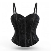 Designer Readymade Corset on Black Bead Work Embroidered Georgette Fabric