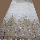 DYEABLE Crepe Fabric with Sequin, Cutdana and Zari work with Water Drop Shape Border