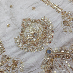 DYEABLE Crepe Fabric with Cutdana, Bead work Border & Mirror Highlights