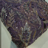 English Lavender Color Embroidered Net Fabric with Cutdana & Sequin Work