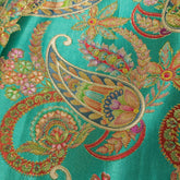 Pure Banarasi Dola Silk Soft Brocade with Position Print on Firozi Base