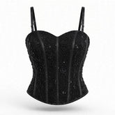 Designer Readymade Corset on Black Bead Work Embroidered Georgette Fabric