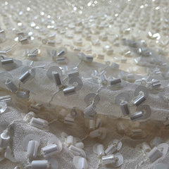 Embroidered Dyeable Georgette Fabric with White Sequin & Cutdana work