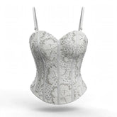 Designer Readymade Corset on White Bead work Embroidered Net Fabric