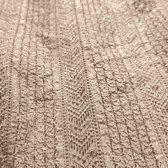 Gold Embroidered Dyeable Tissue Fabric with Gemetric & Floral Cutdana & Zari work in Linear Pattern