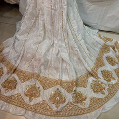 DYEABLE Crepe Fabric with Sequin, Cutdana and Zari work Border