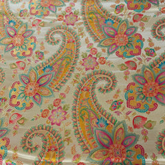 Pure Banarasi Dola Silk Soft Brocade with Position Print on Off-White Base