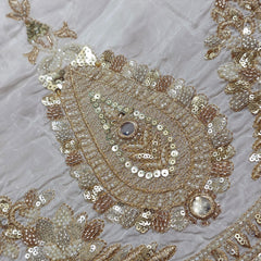 DYEABLE Crepe Fabric with Sequin, Cutdana and Zari work with Water Drop Shape Border