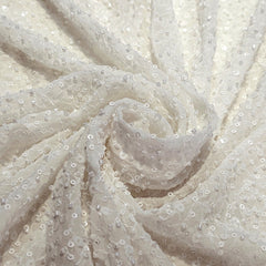 Embroidered Dyeable Georgette Fabric with White Sequin & Cutdana work