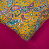 Bright Yellow Crepe Base Fabric with Multicolor Embroidery & Zari, Sequin work