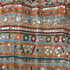 Designer Readymade Corset on Multi-color Embroidered Net Fabric with Mirror Work