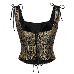 Designer Readymade Corset on Black Brocade Woven with Gold zari