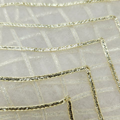 Dyeable Organza Fabric with Gold Color Gota Patti work and Curvy Zig-Zag Pattern