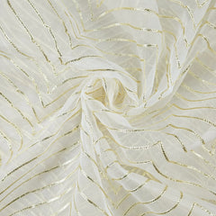 Dyeable Organza Fabric with Gold Color Gota Patti work and Curvy Zig-Zag Pattern