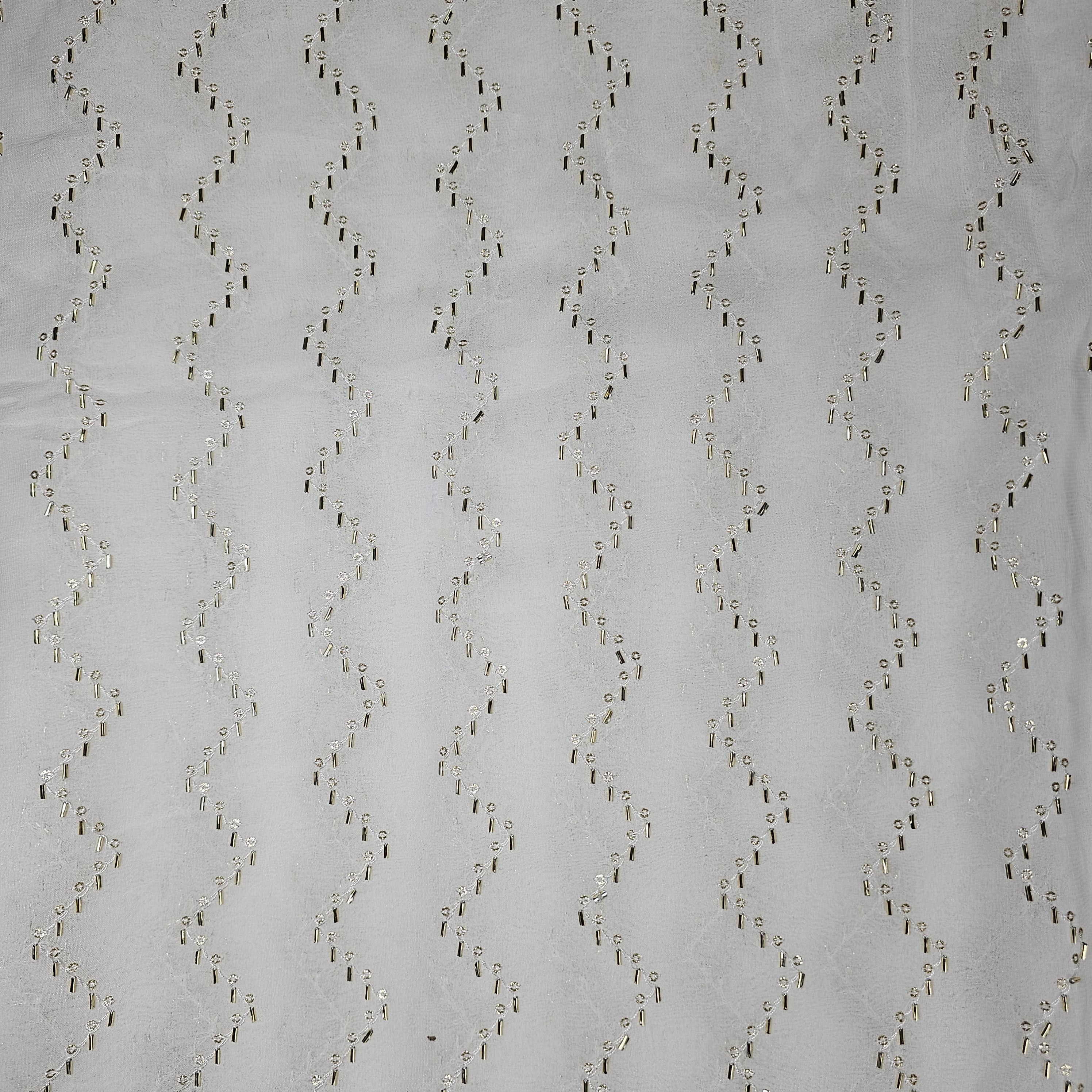 Saaz Georgette Dyeable Handwork  fabric with Zigzag Sequin work