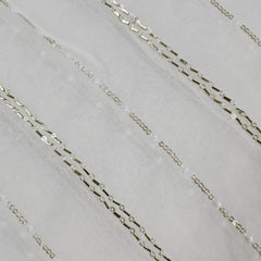 Saaz Georgette Dyeable Handwork  fabric with Linear Sequin work