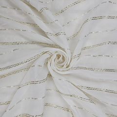 Saaz Georgette Dyeable Handwork  fabric with Linear Sequin work