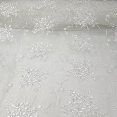 Daphne Floral Lacey Embroidered Net Fabric