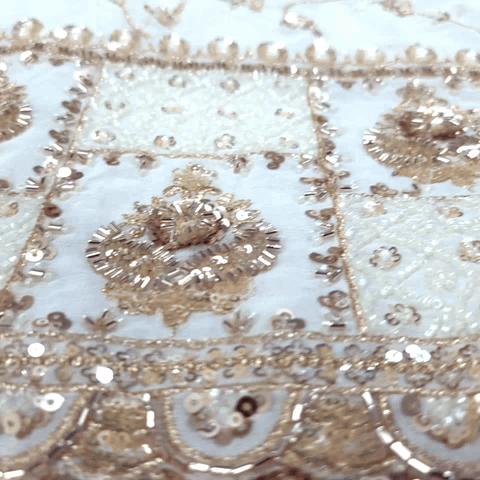 Saira Hand Embroidered Dyeable Georgette with all over Vertical Vine Embroidered Multicolor Border
