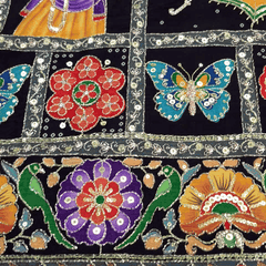 Navratri Dandiya Special Crepe Print with Embroidered Sequins - Black