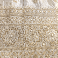 Embroidered Shimmer Tissue Dyeable Fabric with Floral Sequin & Zari Work Border
