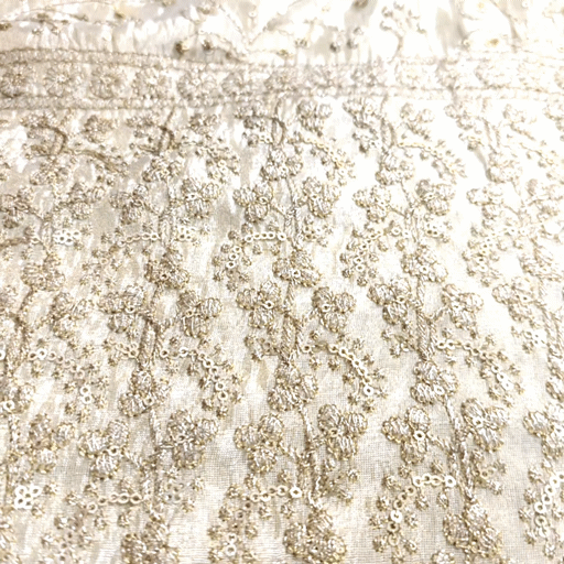 Embroidered Shimmer Tissue Dyeable Fabric with all over Floral Sequin & Zari Work Border