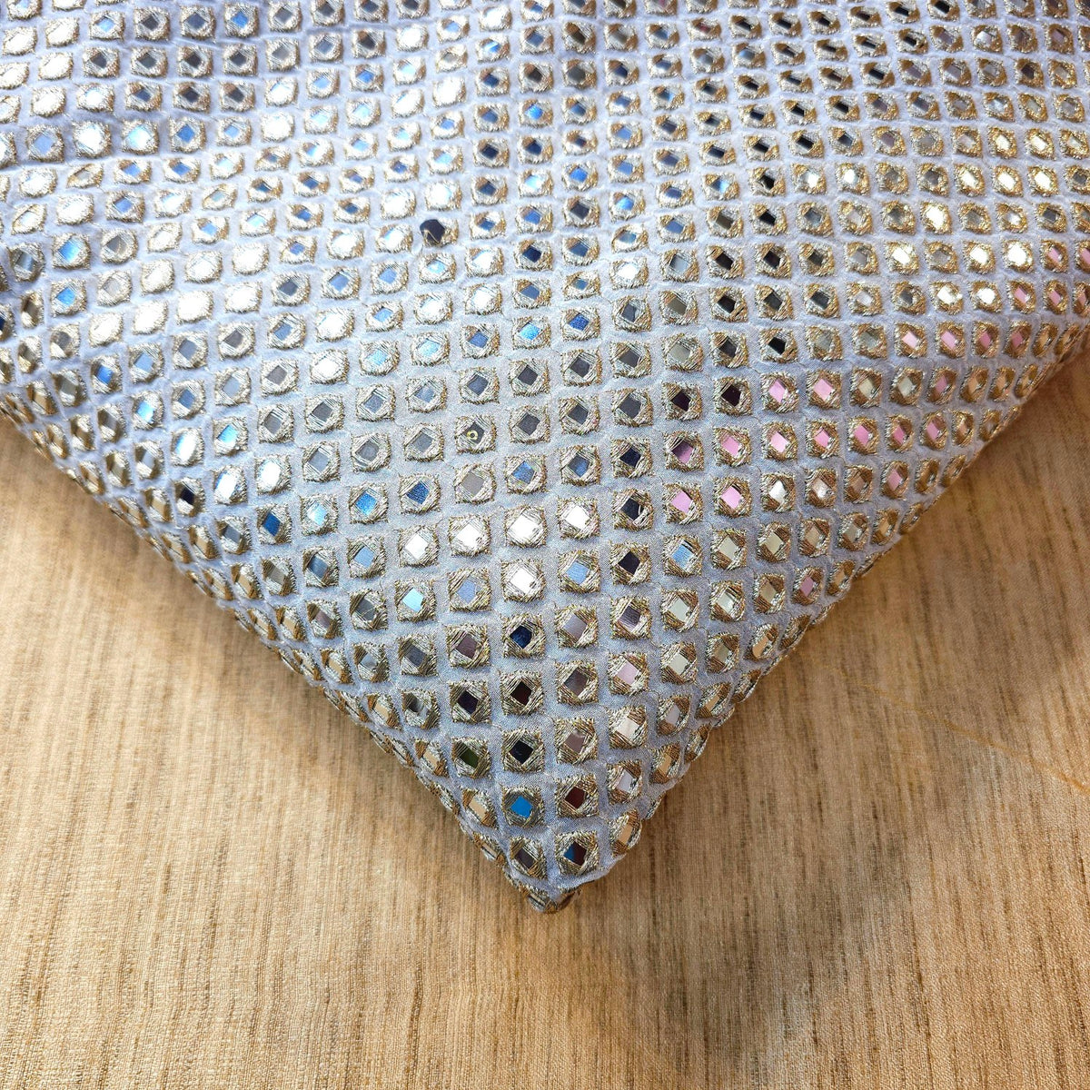 Dyeable Embroidered Georgette Fabric with Full Mirror Work