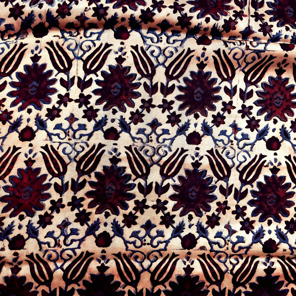 Elegant Handblock Ajrakh Print on Pure Modal Fabric – Abstract Motifs on White Base