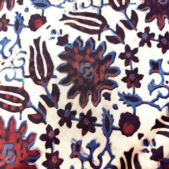 Elegant Handblock Ajrakh Print on Pure Modal Fabric – Abstract Motifs on White Base