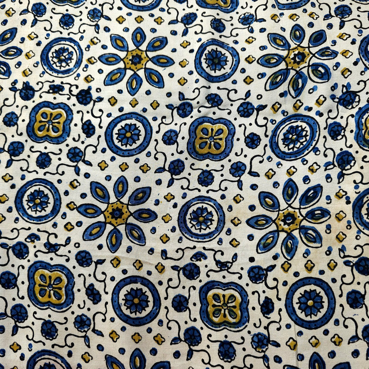 Elegant Handblock Ajrakh Print on Pure Modal Fabric – Floral Motifs on White Base