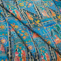 Jodha Akbar Sky Blue Dola Silk Fabric
