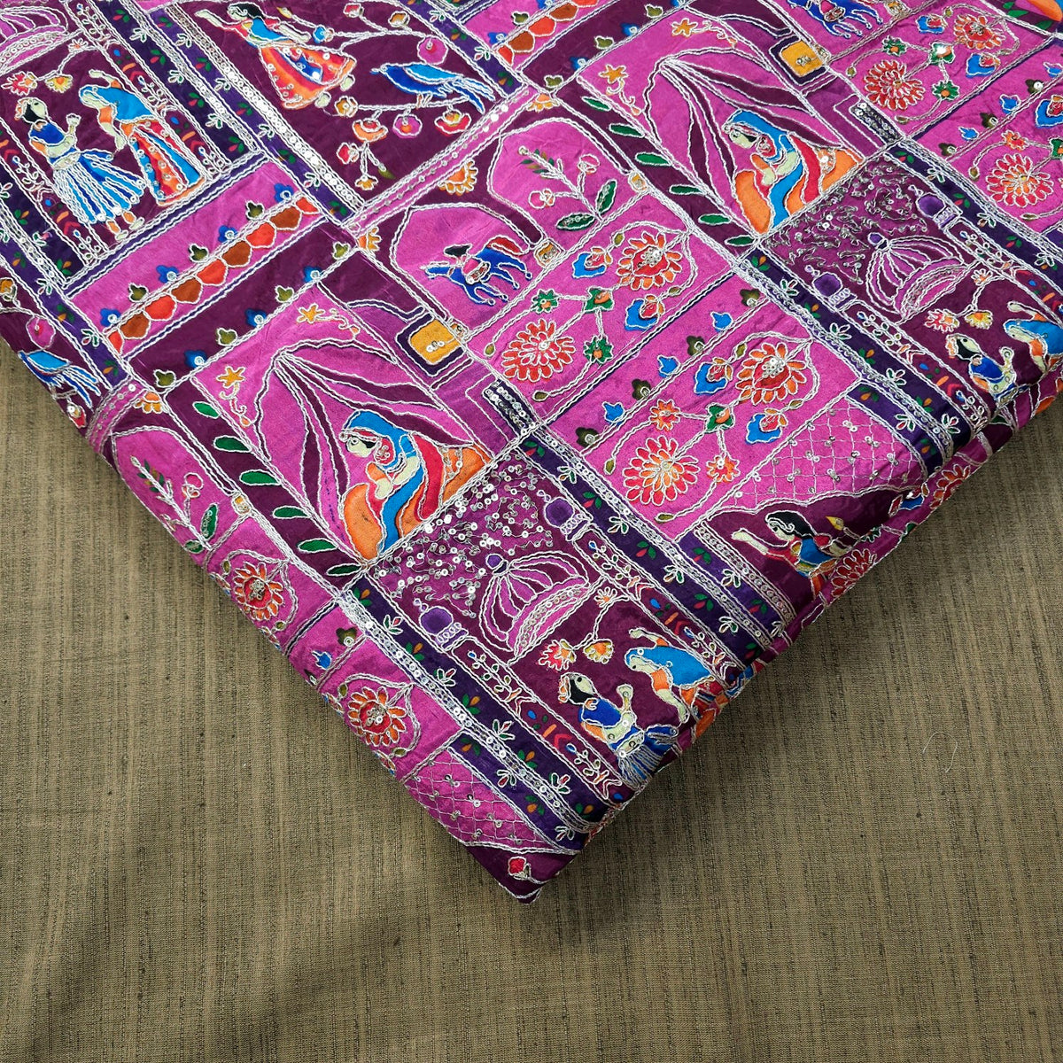 Jodha Akbar Magenta Pink Dola Silk Fabric