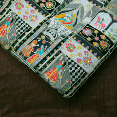 Jodha Akbar Grey Dola Silk Fabric