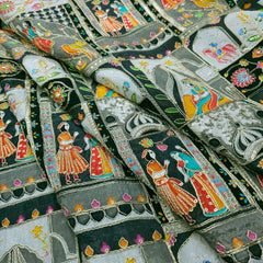 Jodha Akbar Grey Dola Silk Fabric